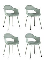 Комплект из четырех стульев Stool Group Lady пластик серо-зеленый ножки металл