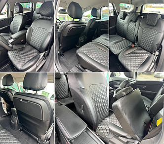Чехлы на сиденья Renault Scenic 4 2016- 5м (только со столиками!),Экокожа черная, отстрочка РОМБ