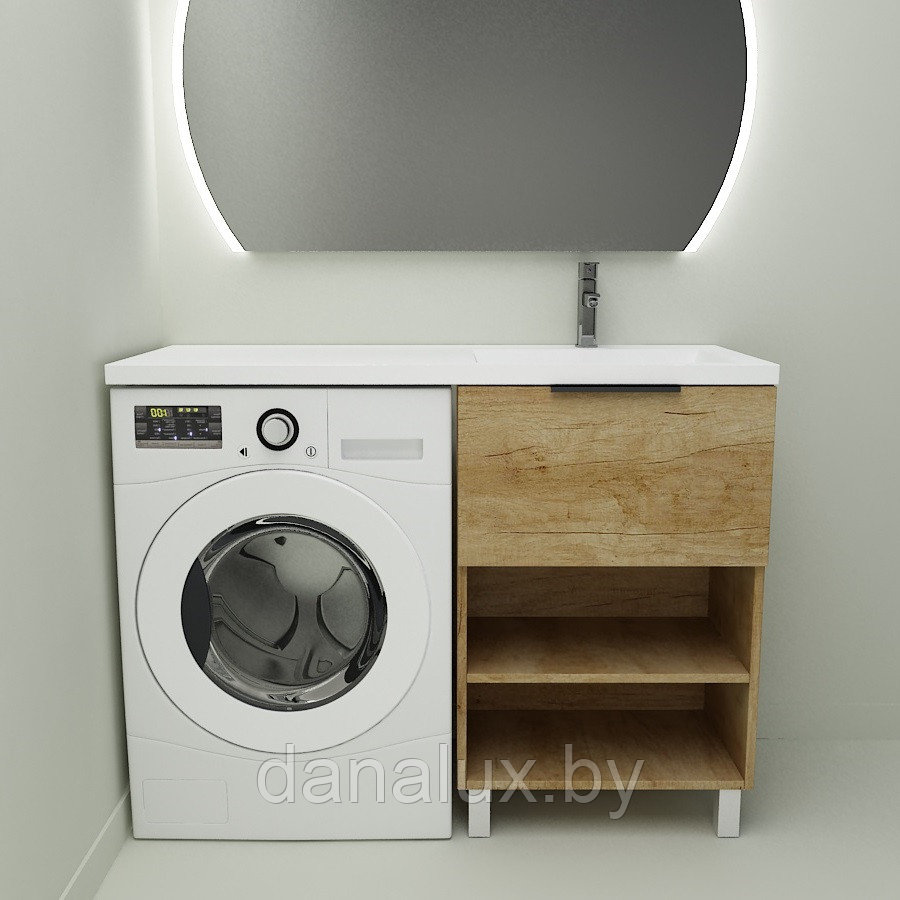 Тумба с умывальником Дана Оптима Люкс 110 напольная (чаша справа) цвет дуб