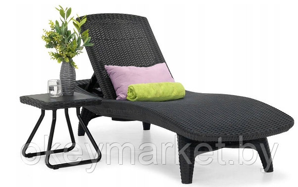 Комплект шезлонгов Keter Pacific Set + столик (2 шезлонга + столик) графит, фото 3