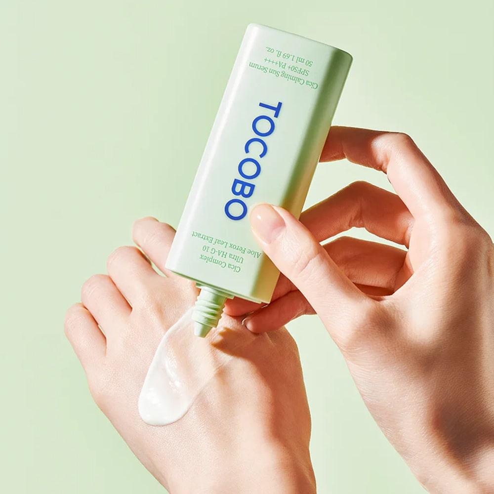 Успокаивающая солнцезащитная сыворотка Tocobo Cica Calming Sun Serum SPF50+ PA++++, 50 мл/1.5 мл пробник
