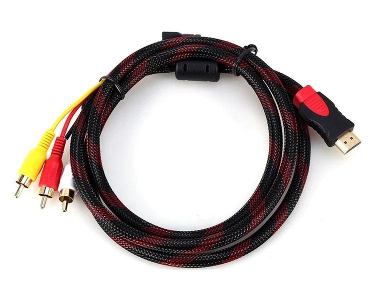 Кабель - переходник HDMI - 3x RCA (AV белый-красный-желтый), 1,5 метра, в оплетке 559262