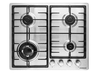 Панель варочная газовая NORMANN BHG-6431T (нерж. сталь) (4 конф., WOK, газ-контроль, пьезоподжиг, чу