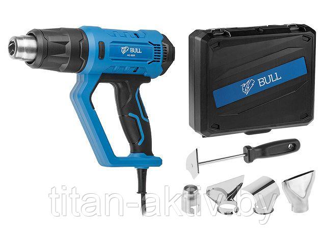 Термовоздуходувка BULL HG 6501 в чем. + набор сопл (2000 Вт, 50-650 °С, плавная регулировка, LCD-дис