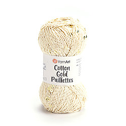 Пряжа Yarnart Cotton Gold Paillettes (Коттон Голд С Пайетками) 7103 молочный беж