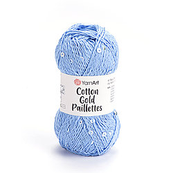 Пряжа Yarnart Cotton Gold Paillettes (Коттон Голд С Пайетками) 7110 голубой