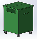 Контейнеры для сбора отходов (ТБО, Стекло, Бумага, Пластмасса) 0,75 куб.м. с крышкой, на колесах СТАЛЬ 1.5 мм, фото 2