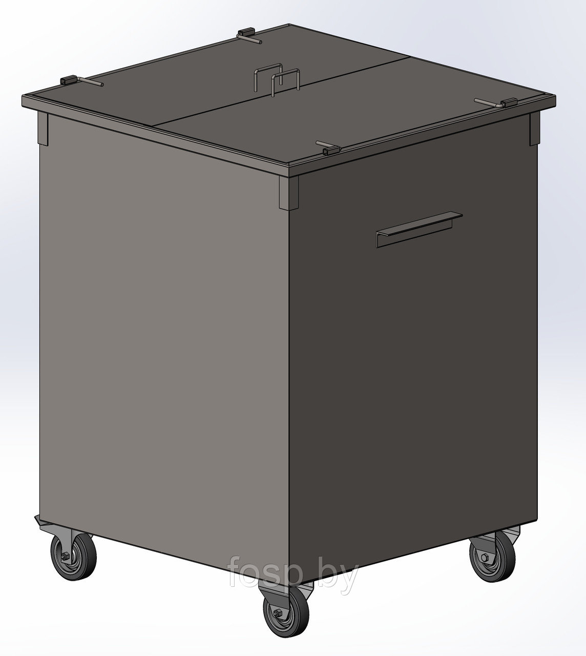 Контейнеры для сбора отходов (ТБО, Стекло, Бумага, Пластмасса) 0,75 куб.м. с крышкой, на колесах СТАЛЬ 1.5 мм