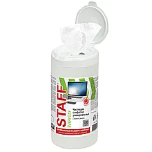 Салфетки влажные для экранов всех типов и пластика универсальные STAFF, 10 х 12 см  100 шт