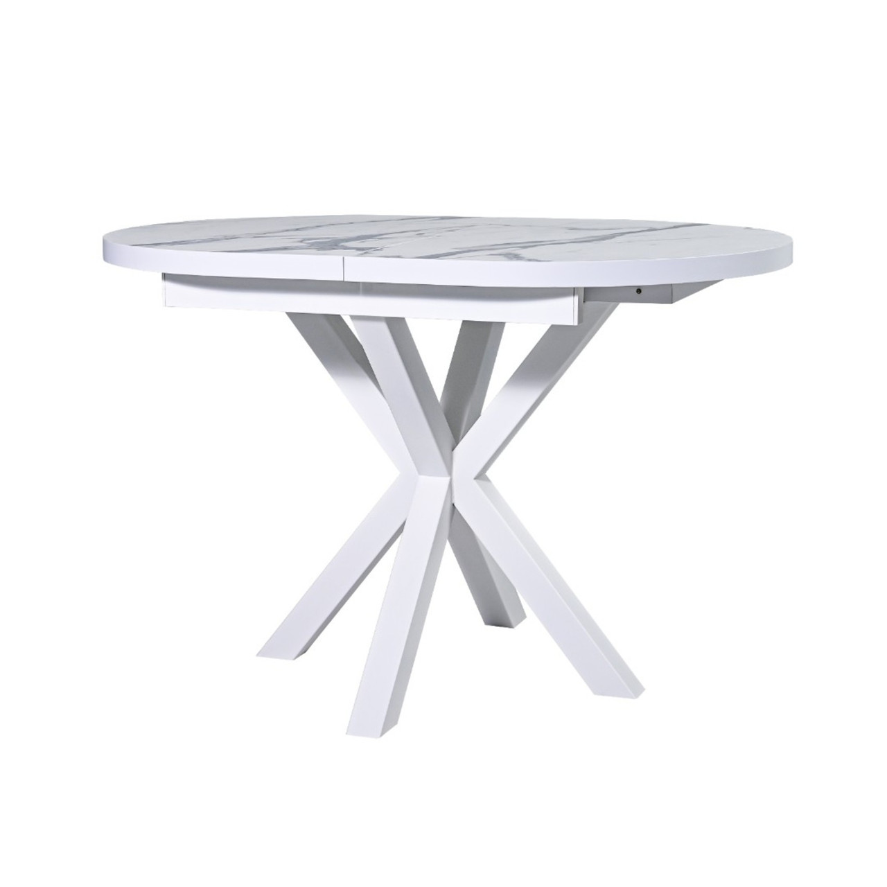 Стол овальный раздвижной Саен 24 Пластик Мрамор белый 3027/белый муар