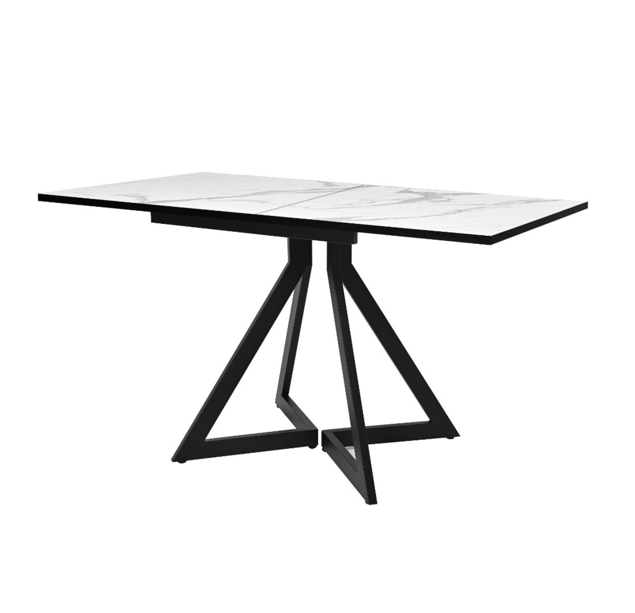 Стол раздвижной Саен 45 Пластик Мрамор белый 3027/черный муар Прям