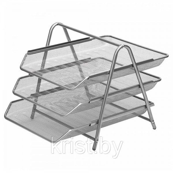 Лоток горизонтальный Attache, 3отд, металл, серебро