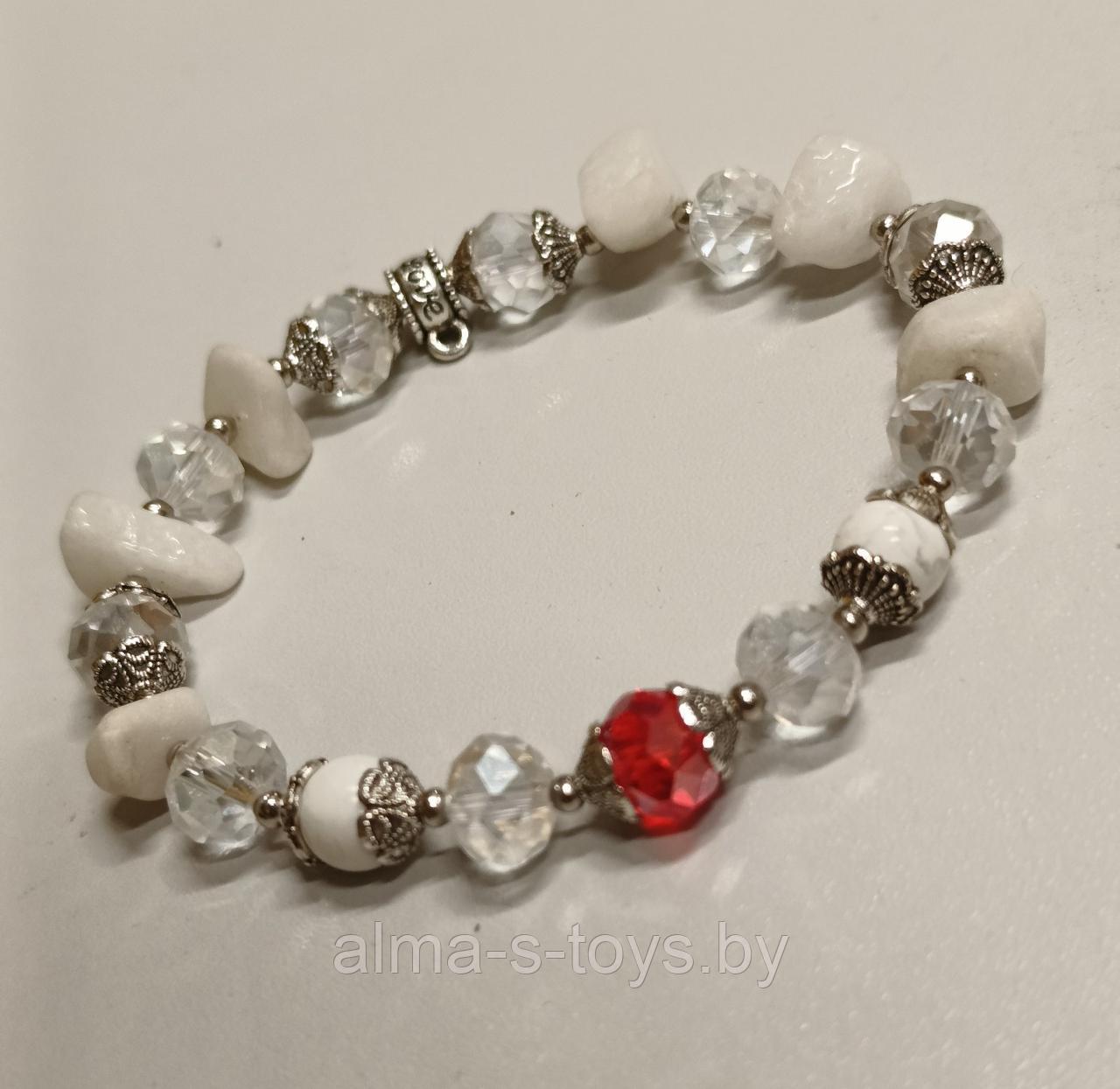 Браслет из белого агата и кахолонга