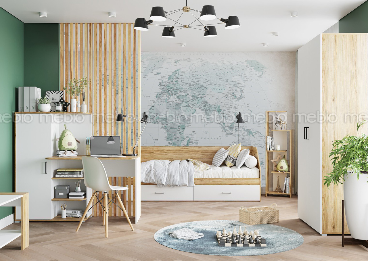 Детская Лайт - Белый/Дуб золотой - Комплект 3 (Горизонт)