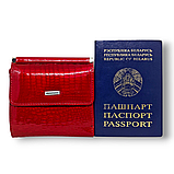 Женский кошелёк лаковая кожа: миниатюрный но вместительный (красный), фото 2