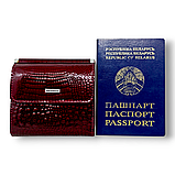 Женский кошелёк лаковая кожа: миниатюрный но вместительный (бордо), фото 2