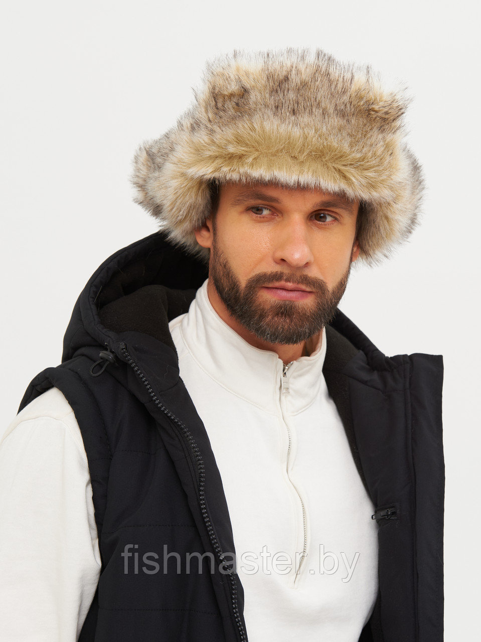 Шапка ушанка зимняя HUNTSMAN Полюс V2 Серый/Черный тк Cell