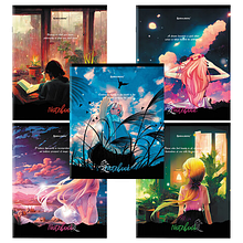 Тетрадь А5 48л. BRAUBERG скоба, клетка, обложка картон, рисунок Anime Girls (микс в спайке), 404367