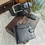 Мужской набор: ремень БУЙВОЛ 4см + кошелек  L571-208 black, фото 3