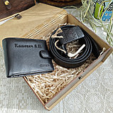 Мужской набор: ремень БУЙВОЛ 4см + кошелек  L571-208 black, фото 4