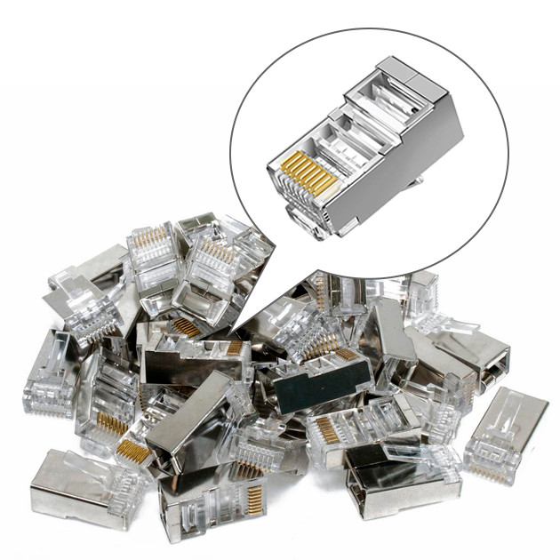 Коннектор RJ45 CAT-6, экранированный, комплект 100 шт. 555041