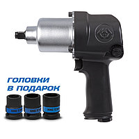 Гайковерт пневматический ударный 1/2", 678 Нм, в комплекте 3 торцевые головки KING TONY P33411-040B