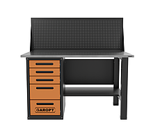 Верстак однотумбовый 5 ящиков с экраном Garopt оранжевый1400*700