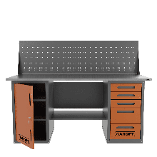 Верстак двухтумбовый дверь/5 ящиков с экраном Garopt оранжевый 1800*700