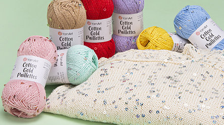 Новинка! Yarnart Cotton Gold Paillettes 