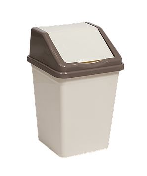 Ведро для мусора с подвижной крышкой 16л квадратное (слон.кость)