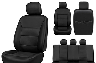 Чехлы на сиденья легк.авто Орегон 2 ряда Экокожа черная (5 подг., 3 молнии на спинке и сиден.)