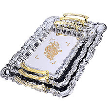 Набор подносов нержавеющая сталь  3 пр зол/ручки  MB 30426