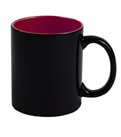 Кружка хамелеон черная, внутри бордовая