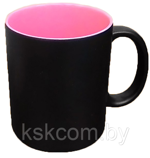 Кружка хамелеон черная, внутри розовая