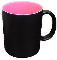 Кружка хамелеон черная, внутри розовая