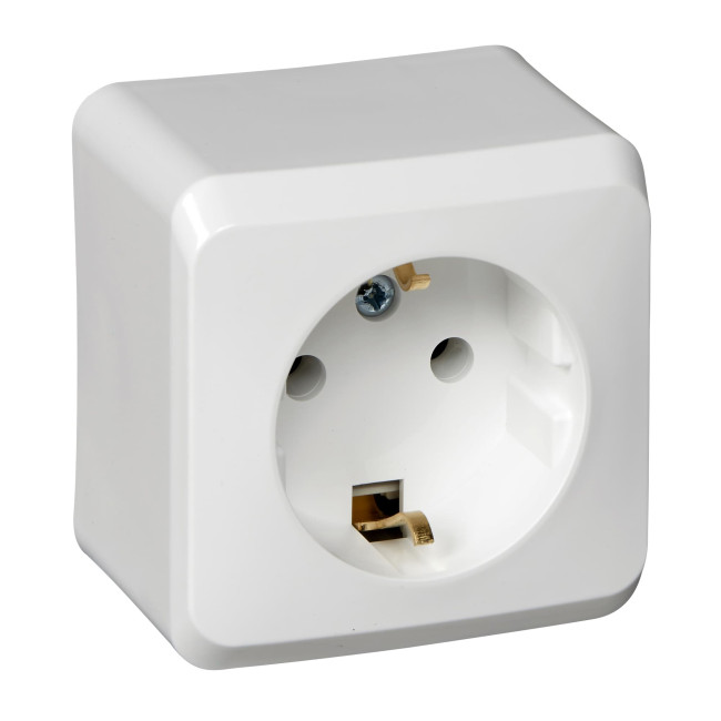 Розетка 1-м ОП 16A, с/з б/ш, белый, Этюд  (PA16-003B)