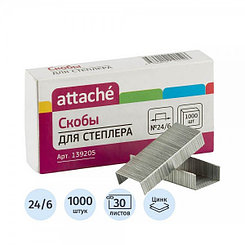 Скобы для степлера Attache, 24/6, 1000шт/уп