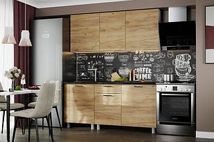 Кухонный гарнитур "Лаванда" Серия 2 (1,7 м) Белый/Дуб Золотой/Чёрный матовый