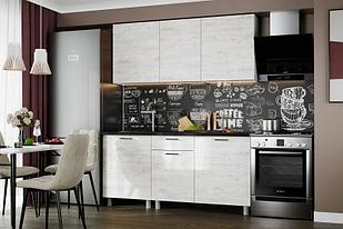 Кухонный гарнитур "Лаванда" Серия 2 (1,7 м) Белый/Сосна Санторини св./Чёрный мат.