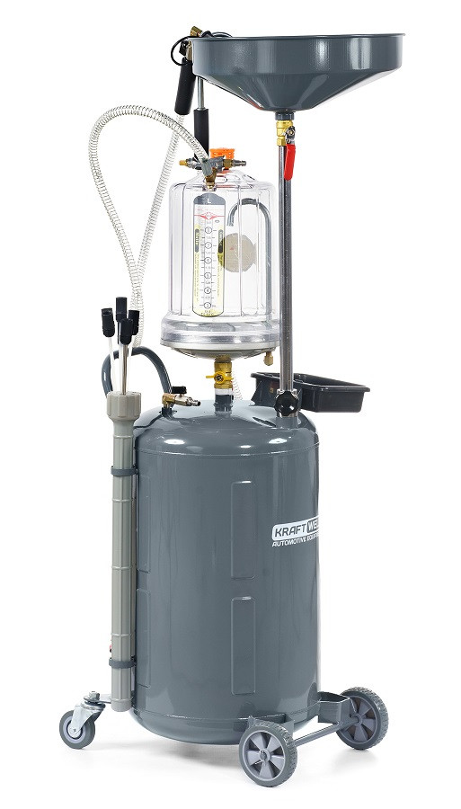 KraftWell KRW1839.80L Установка для слива и откачки масла/антифриза с подъемной ванной и мерной емкостью, 100