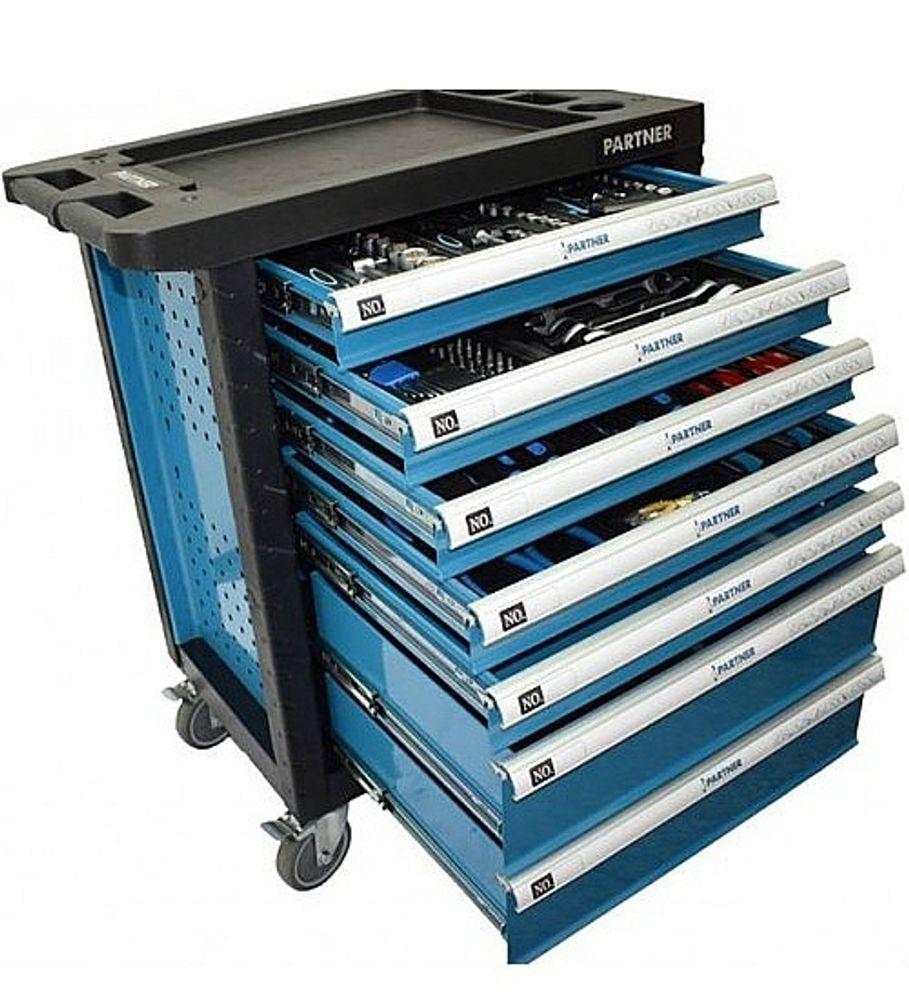 Тележка инструментальная 7-ми полочная PA-1141217  (черная)с пласт защитой корпуса+тележки