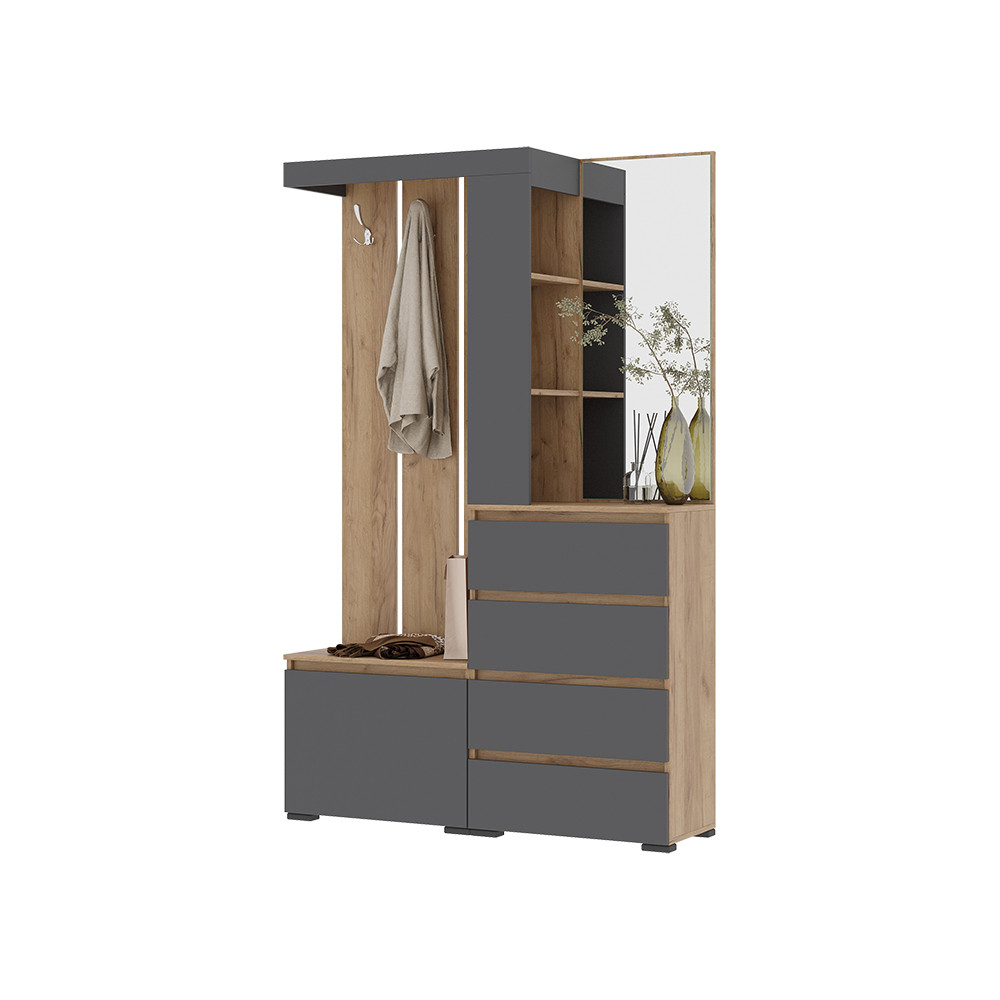 Прихожая ХЕЛЕН ПР-01 (Дуб Крафт золотой/ Графит) Стендмебель