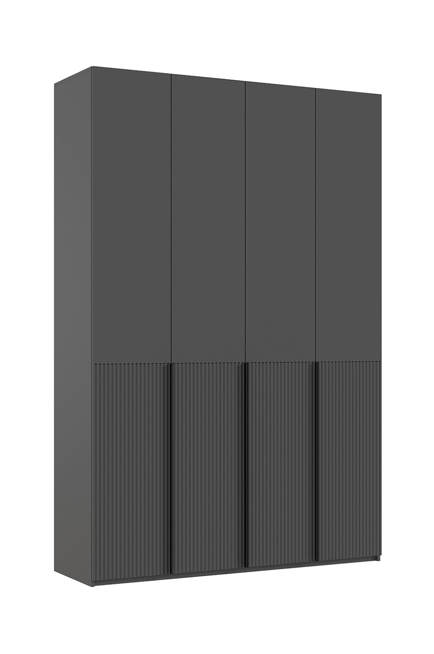 Шкаф распашной 4-х дверный "Марвэл" высота 240 с доп ящиками (графит/браш графит) Миф