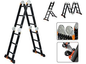 Лестница алюм. многофункц.4х3 ступ.(стрем.-175см,лестн.-355см) 12,3кг BLACK LINE STARTUL (ST9930-03)