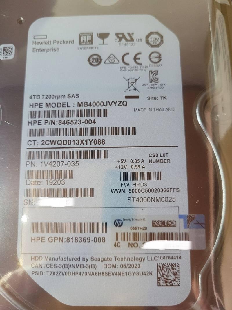 818367-B21 819079-001 Жесткий диск HP 4TB 7.2K 12G 3.5 SAS MDL SC
