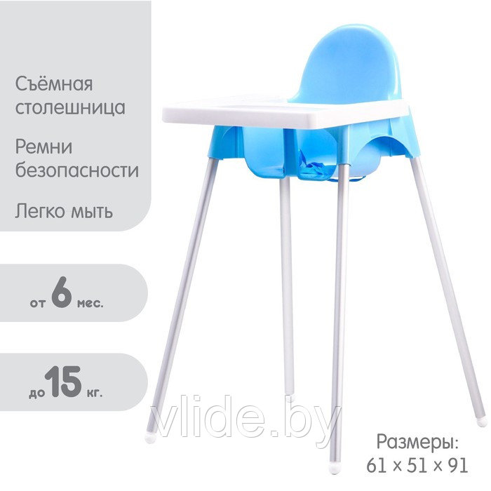 Стульчик для кормления пластиковый, голубой