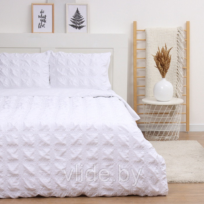 Постельное бельё евро LoveLife «Текстура», микрофибра, белое