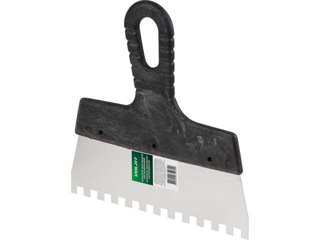 Шпатель фасад. зубчат. нерж. 200мм зуб 6х6 ВОЛАТ