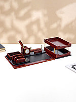 Набор настольный 7 в1 (карандашница, подставка для ручек, визитница, часы Д-009, этажерка, нож, подставка)