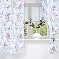 Шторы для кухни Доляна «Акварельные листья», 145×180- 2 шт., подхваты - 2 шт., 100% п/э